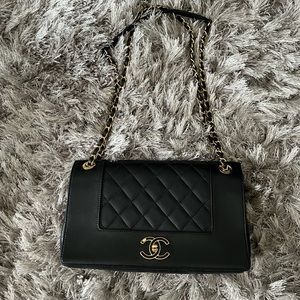 Authentic Chanel Sheepskin Flap Bag with Gold Hardware